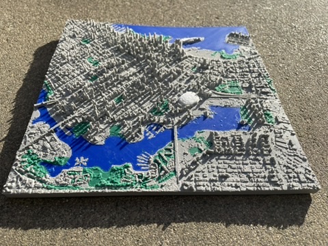 A 3D printed model of downtown Vancouver's cityscape